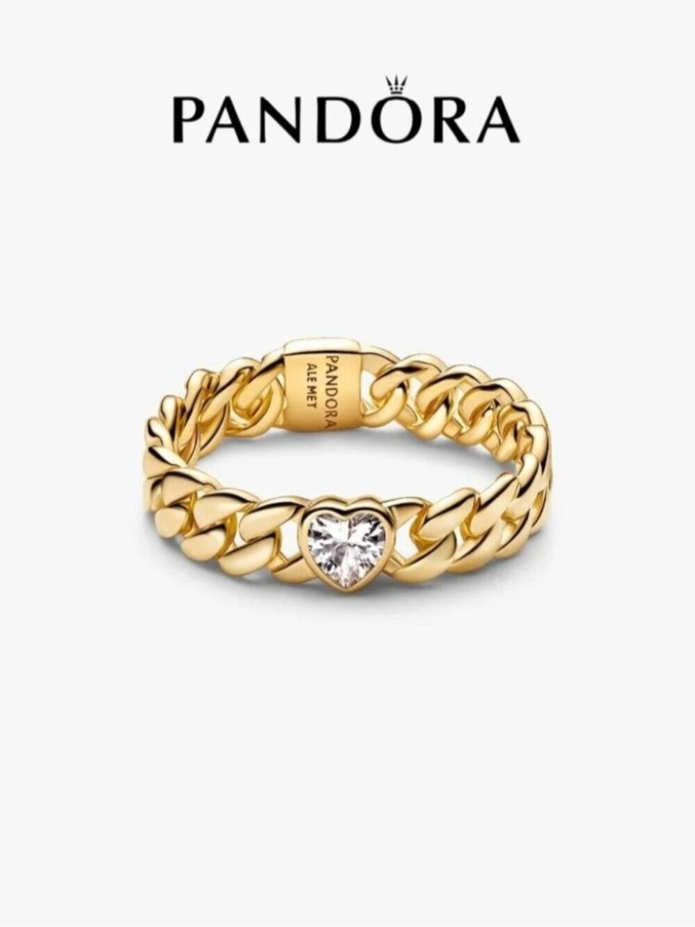 Pandora Heart Cuban Chain Ring